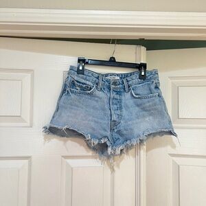 GRLFRND Womens Cindy High Rise Denim Cut Off Raw hem Jean Shorts Size 26